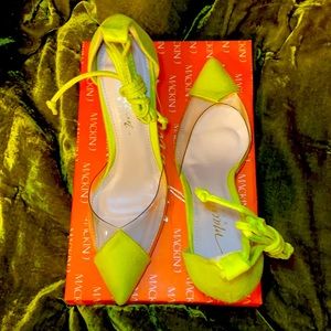 Women lace up with pointed toe sandals kitten heel